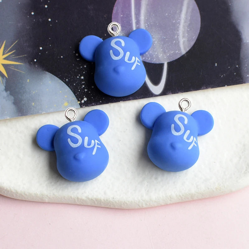 10Pcs Fashion Bear Head Resin Pendant