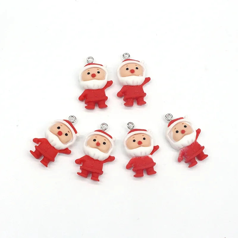 10Pcs 3D Kawaii Santa Claus Resin Charms