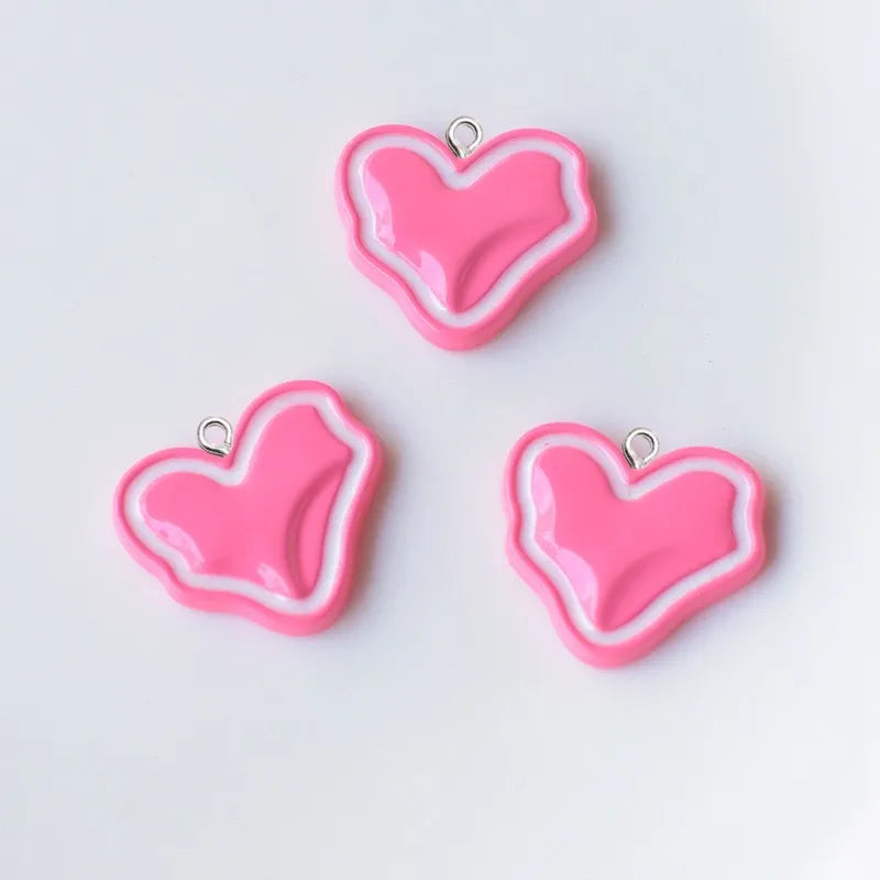 10Pcs Colorful Irregular Love Heart Resin Charms