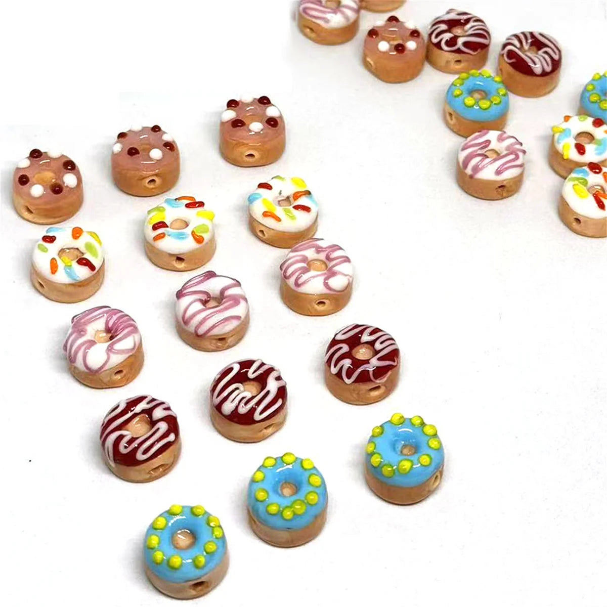 5pcs Donut Glass Beads Crafts Creative Spacer Beads for Bracelet Making DIY Handmade Jewelry Charm Pendant Earrings Bracelet