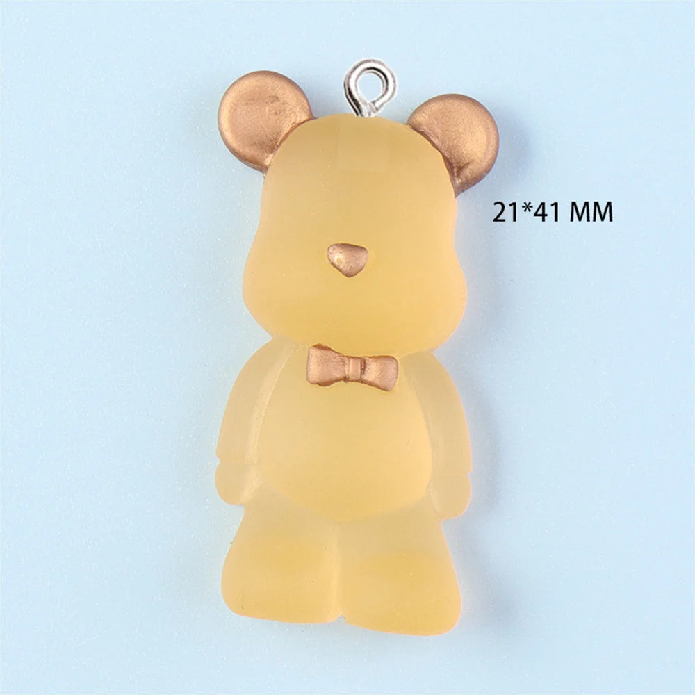 10Pcs Big Transparent 3D Bear Resin Charms