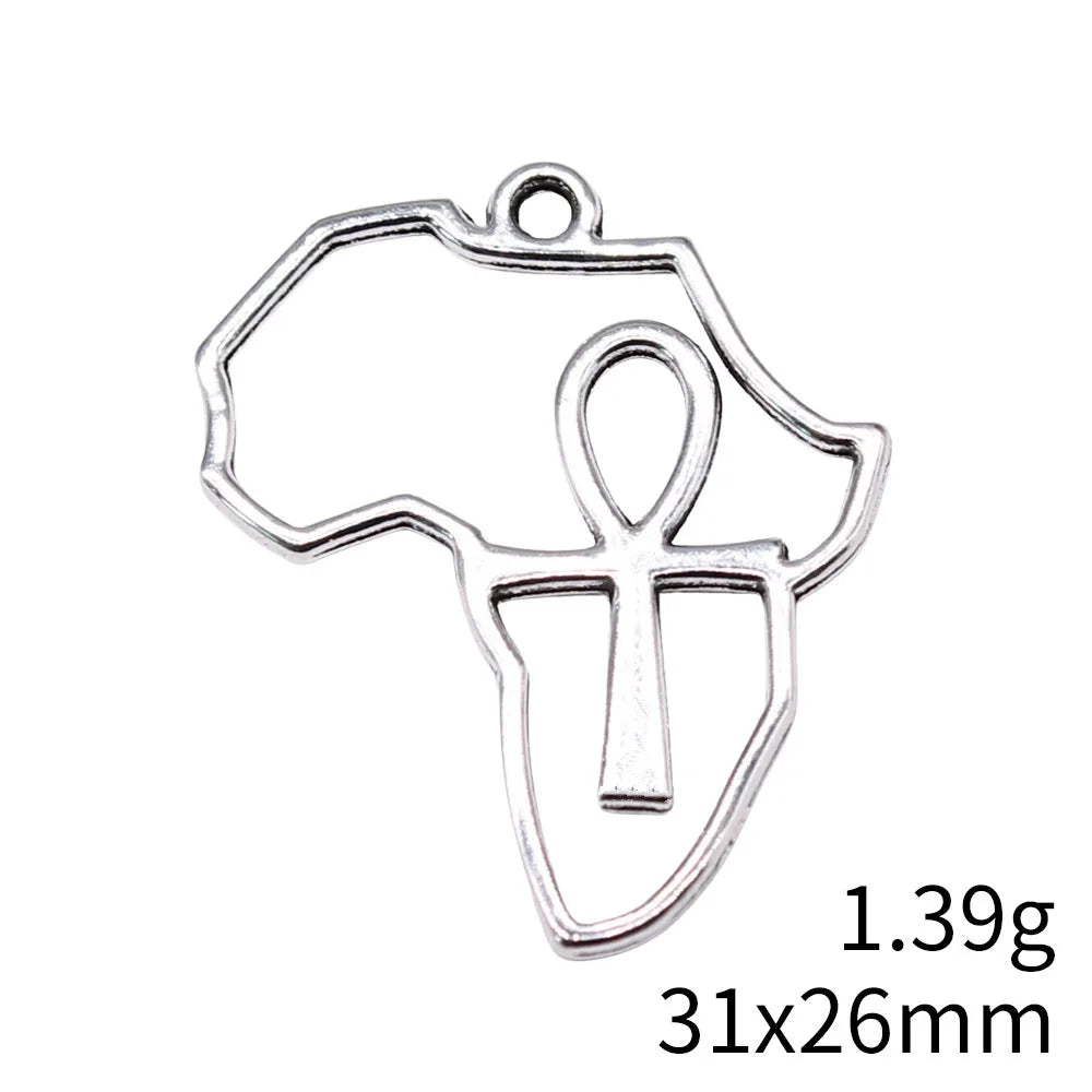 WYSIWYG 10pcs 31x26mm Antique Silver Color Africa Series Life Key Ankh Cross Charms Pendant For DIY Jewelry Making