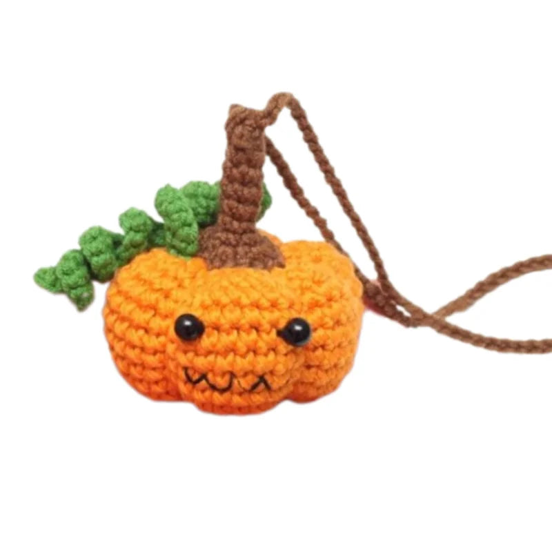 Handmade Car Hanging Ornament for Children, Thanksgiving Car Accessories, Bat Crochet, Pumpkin Hat, Gift, Pendant Decor