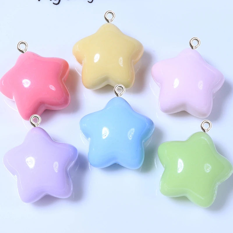 10Pcs Colorful Star Love Heart Resin Pendant