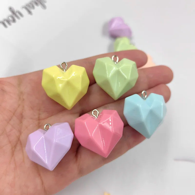 10pcs Kawaii Macaron Love Heart Charms for Jewelry Making Cute Flatback Pendants Diy Keychain Necklace Finding