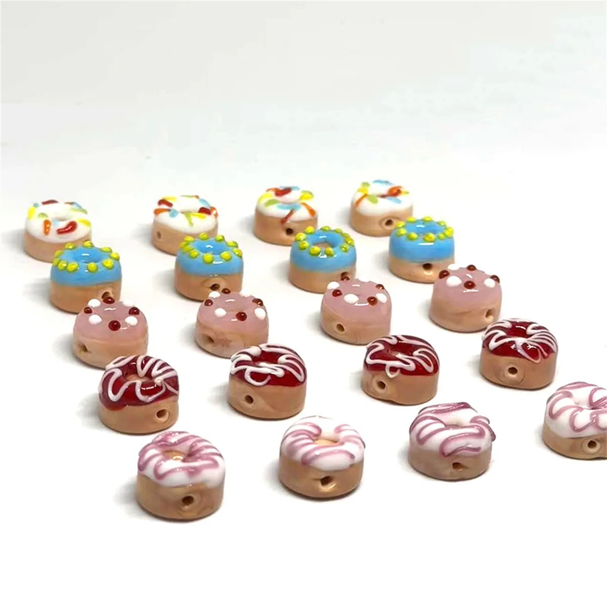 5pcs Donut Glass Beads Crafts Creative Spacer Beads for Bracelet Making DIY Handmade Jewelry Charm Pendant Earrings Bracelet