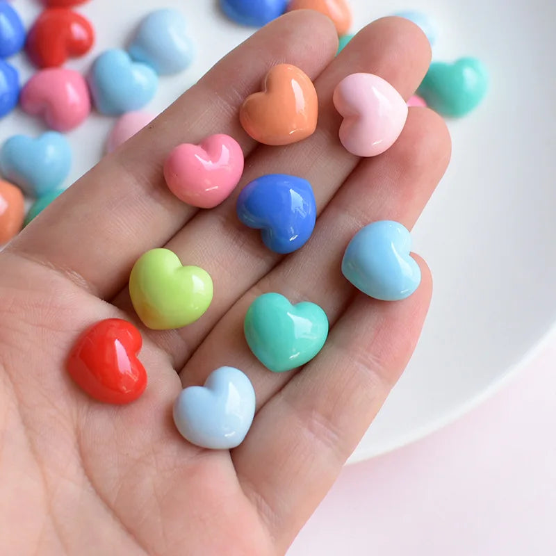 10pcs Cute Macaron Color Brightly Love Heart Resin Charms