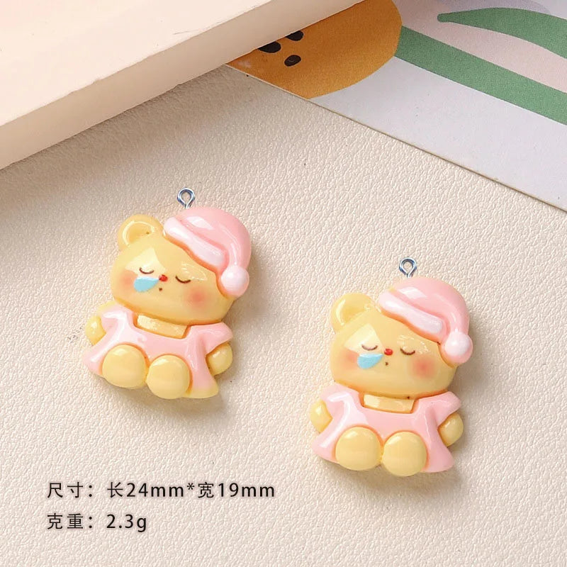 10Pcs Cartoon Kawaii Bear Resin Charms