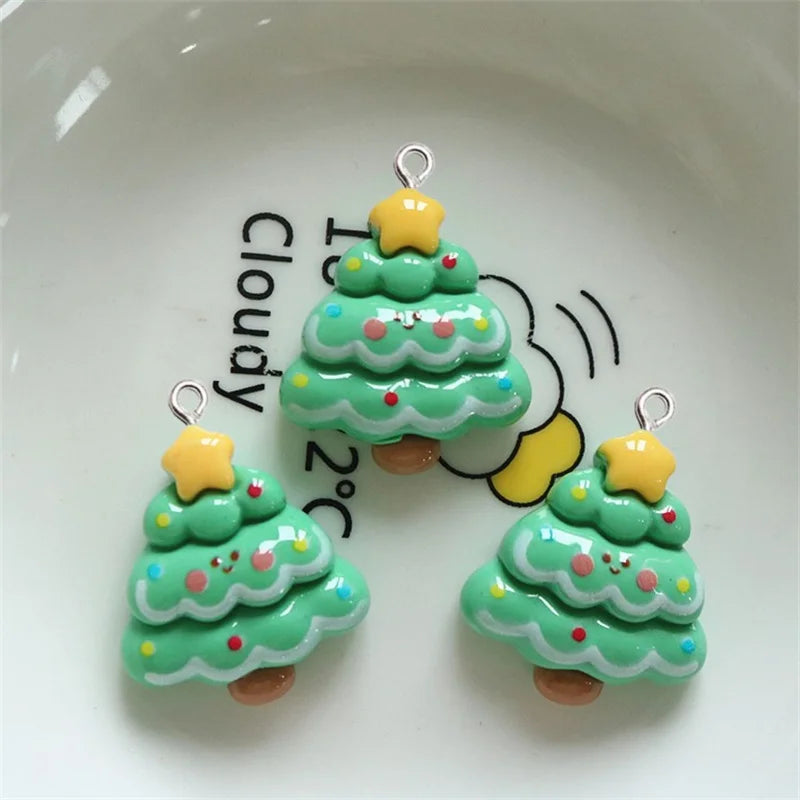 10Pcs Christmas Bear Rabbit Snowman Resin Charms