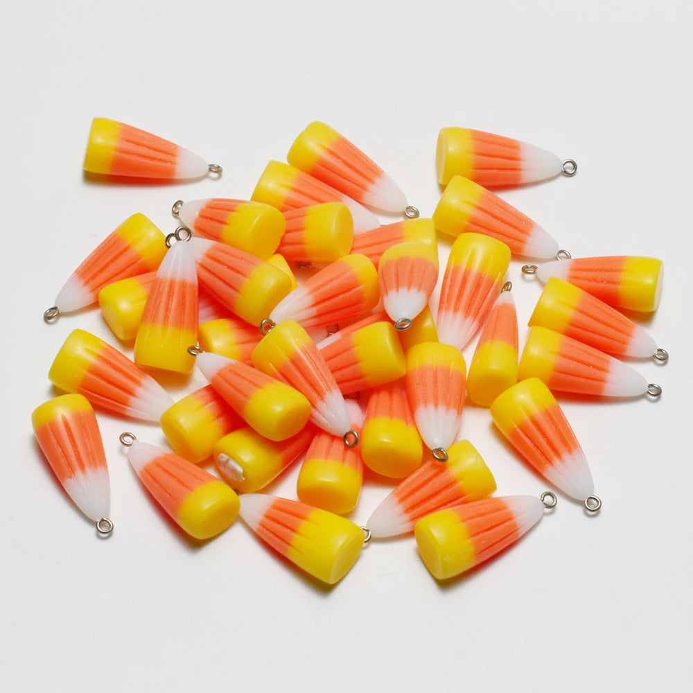 10pcs Halloween Corn Candy Sugar Food Charms Resin Pendants for Earrings Necklace Keychain Jewelry Making Supplies Diy Findings