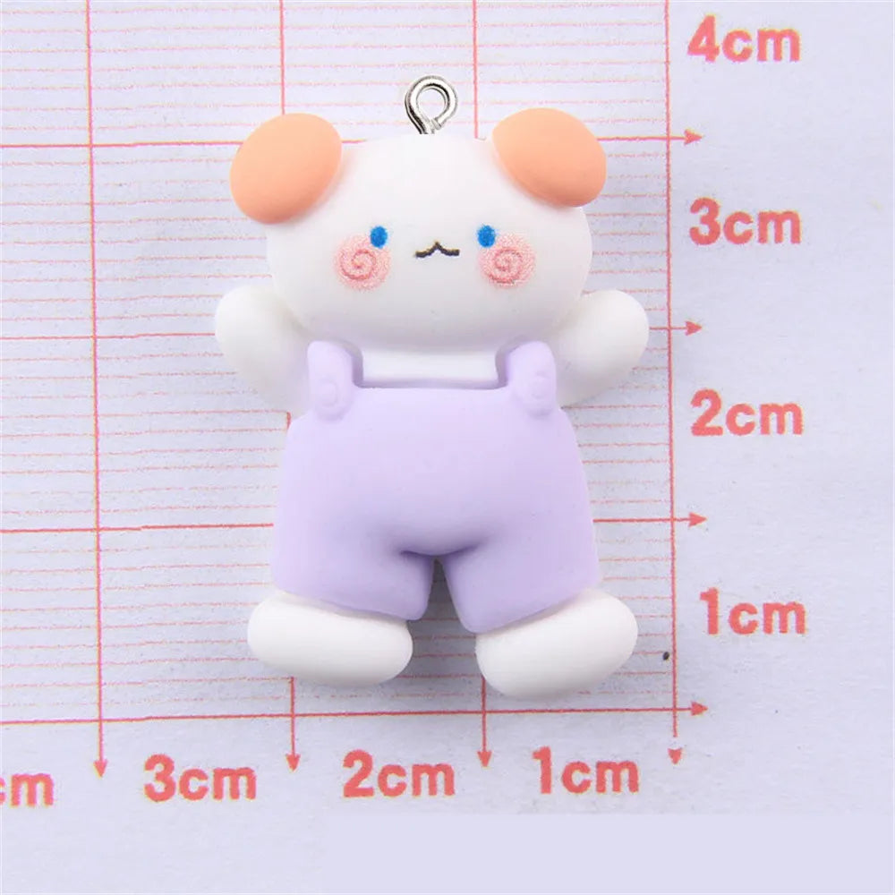 10Pcs Cartoon Animal Resin Charms