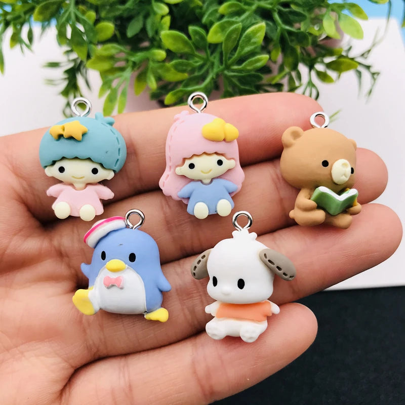 10pcs Hot Selling Resin Kawaii Cartoon Charm Bear Pendant for Keychain, Earring, Scrapbooking, DIY Making, Necklace