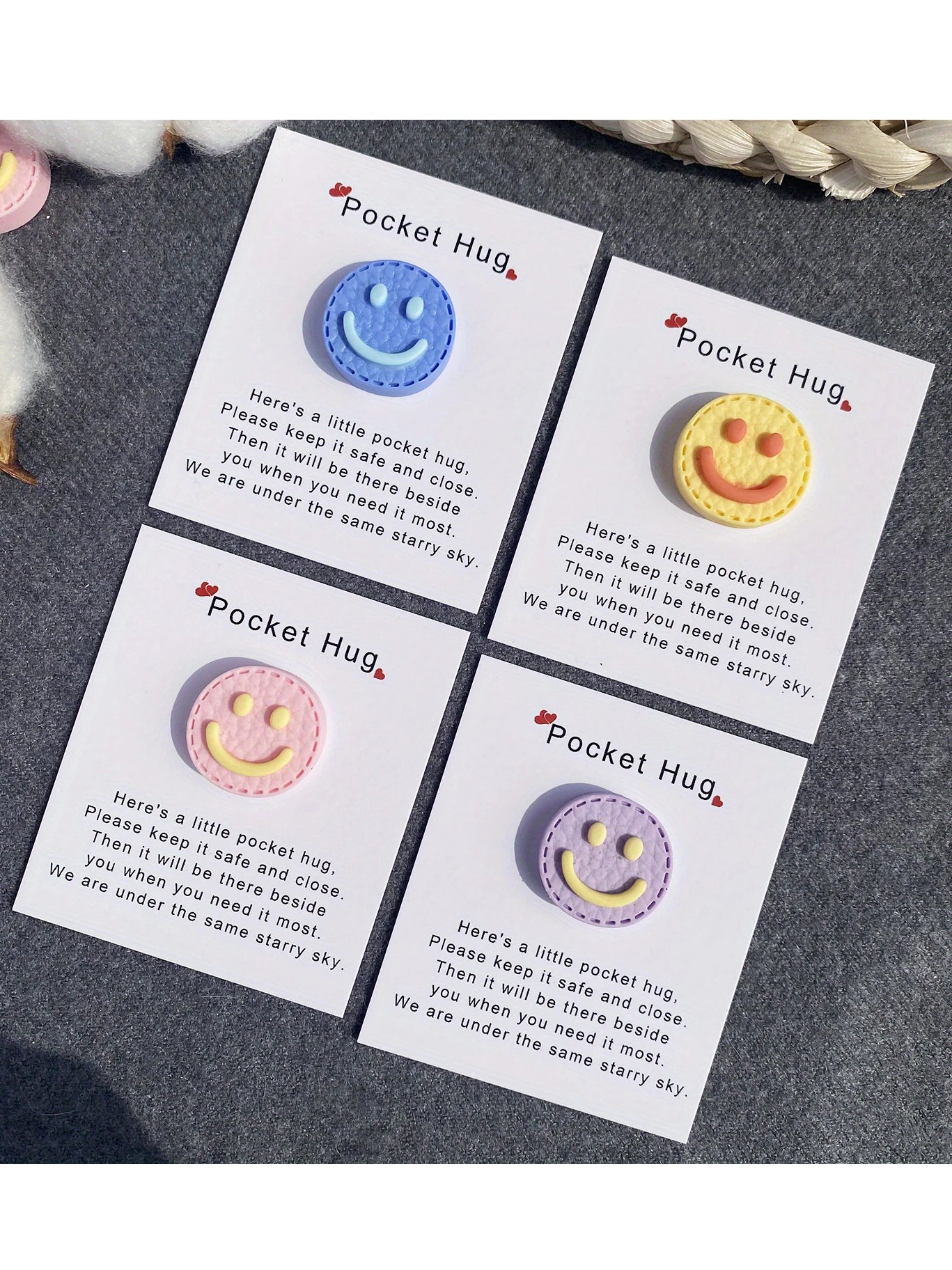 1 set, small pocket hug cards, 3D resin smiley greeting cards, special birthday wedding party Valentine's Day gifts, I love you