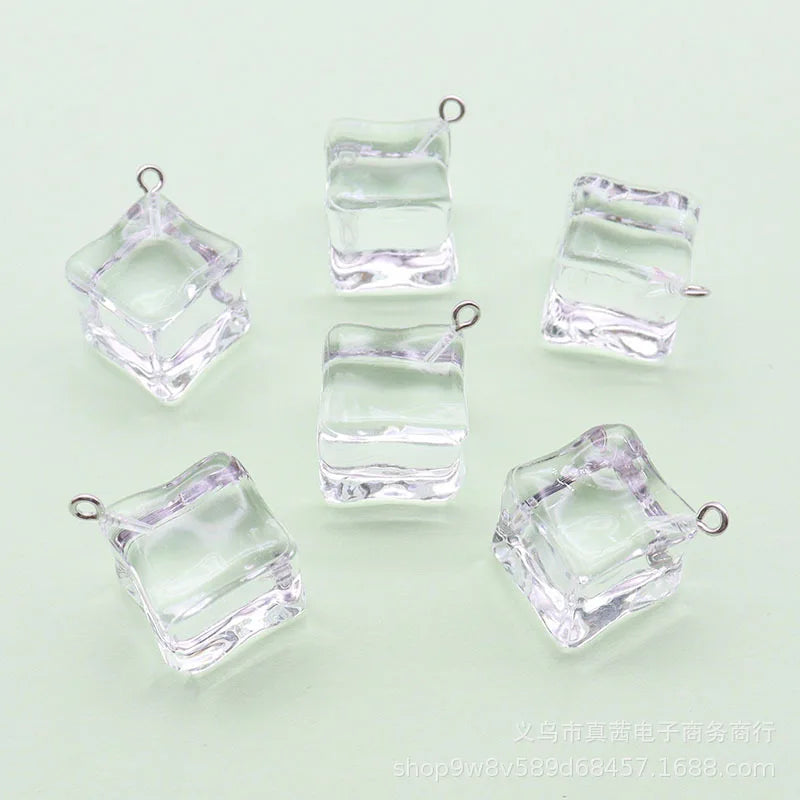 30pcs19x19mm Transparent Ice Cube Resin Charms Pendant for Making Diy Jewelry  Necklace Earrings Keychain Accessories