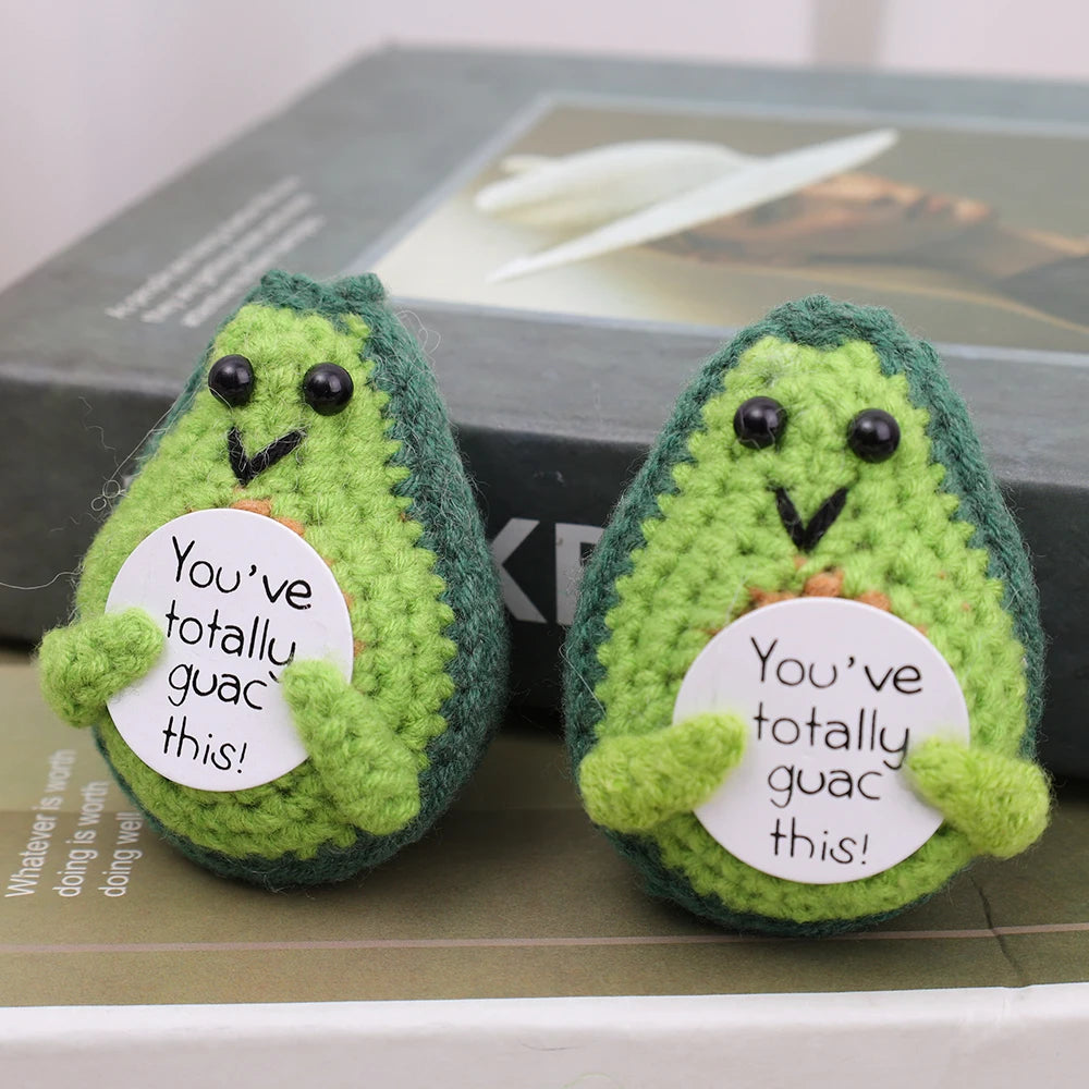 Handmade Knitted Avocado Mini Handmade Plush Avocado with Card Creative Inspirational Crochet Dolls Room Decor Birthday Gifts