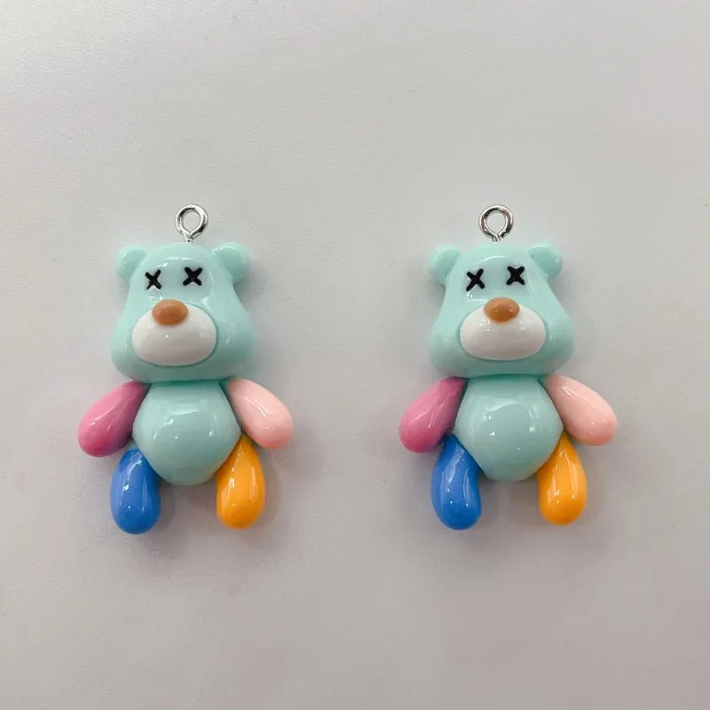 10pcs resin color bear charm cute