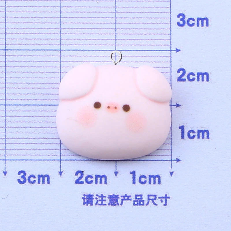 10pcs Cute Heart Pig Head Charms