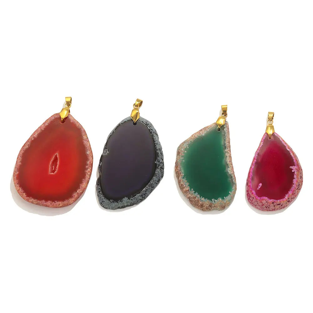 Irregular Natural Agate Sliced Stone Pendant Random Style Charms For Necklace Fashion Jewelry Natural Stone Charms Material