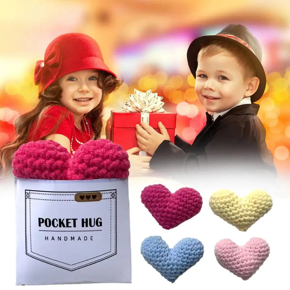 Pocket Hug Heart Greeting Crocheted Love Heart Pocket Gifts Hug Valentines Hug Pocket Token Day Handmade Birthday Crocheted C4F0