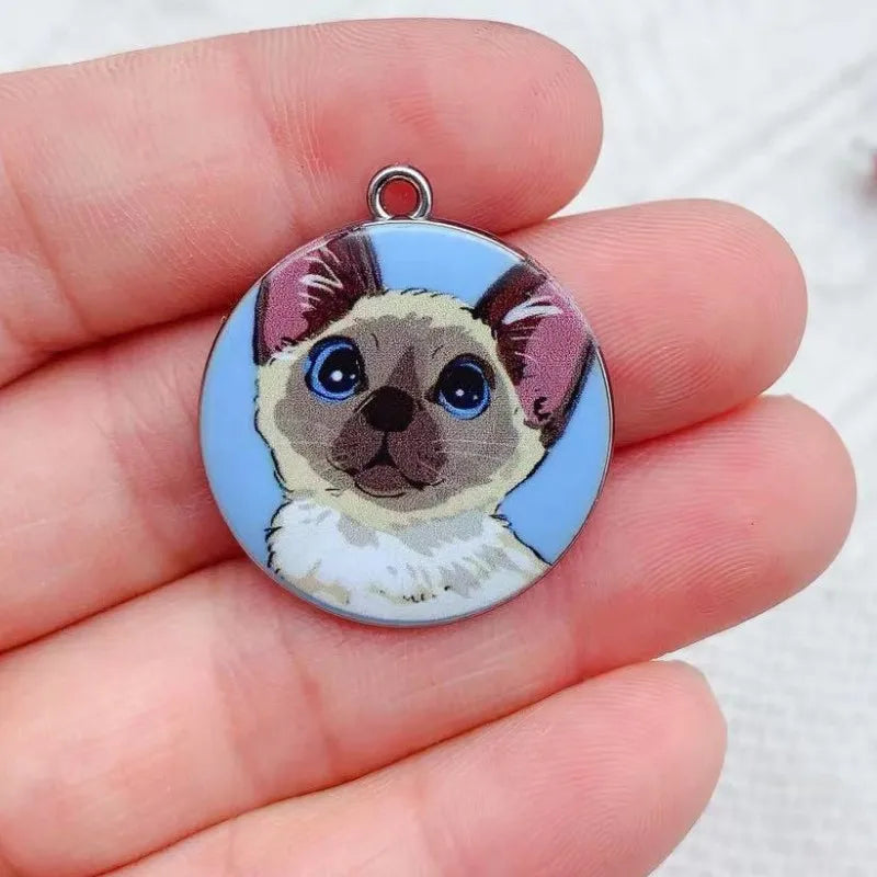 10pcs 28x25mm Enamel Cat Charm