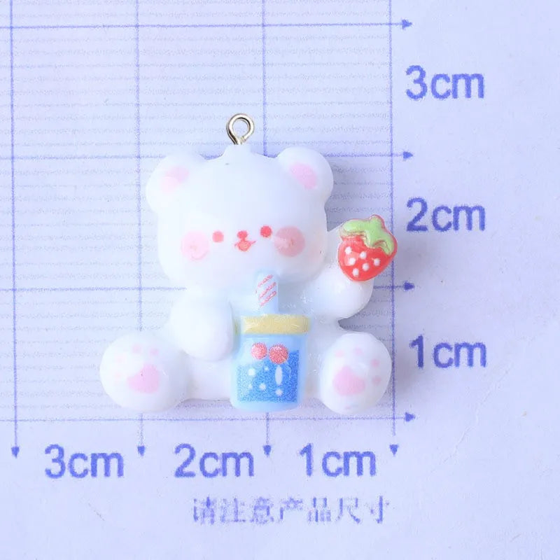 10Pcs Cute Bear Rabbit Dog Resin Charms