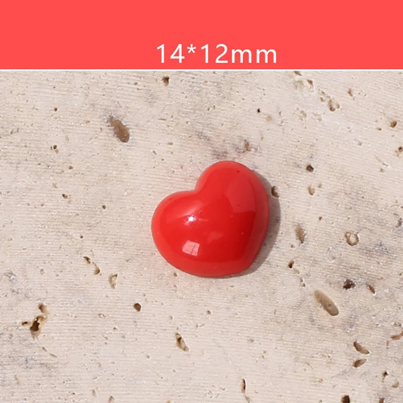 10Pcs Glitter Powder Hearts Flatback Resin Cabochons