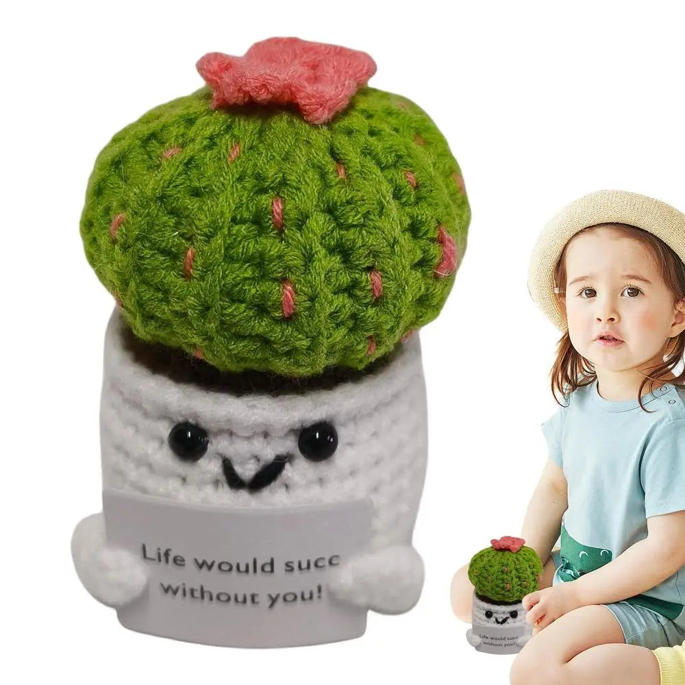 Emotional Support Knitted Gift Crochet Pickle Doll With Positive Card Funny Crochet Doll Inspirational Gifts For Boys Children