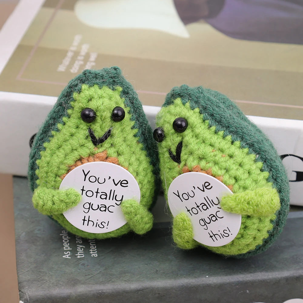 Handmade Knitted Avocado Mini Handmade Plush Avocado with Card Creative Inspirational Crochet Dolls Room Decor Birthday Gifts