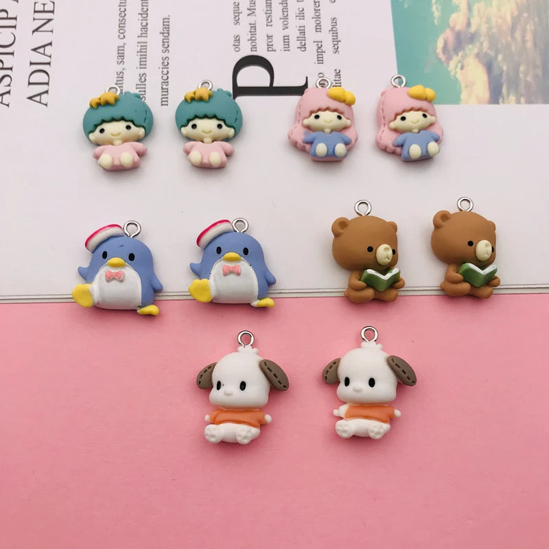 10pcs Hot Selling Resin Kawaii Cartoon Charm Bear Pendant for Keychain, Earring, Scrapbooking, DIY Making, Necklace