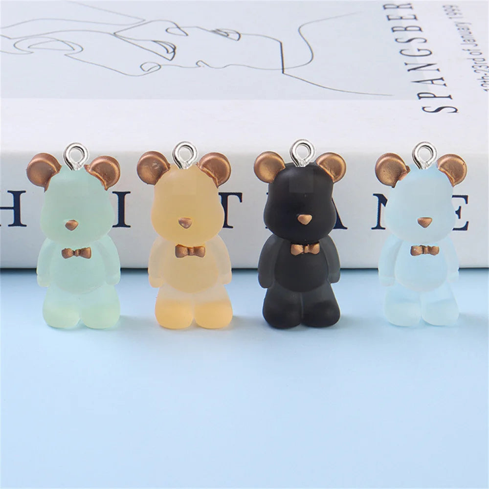 10Pcs Big Transparent 3D Bear Resin Charms