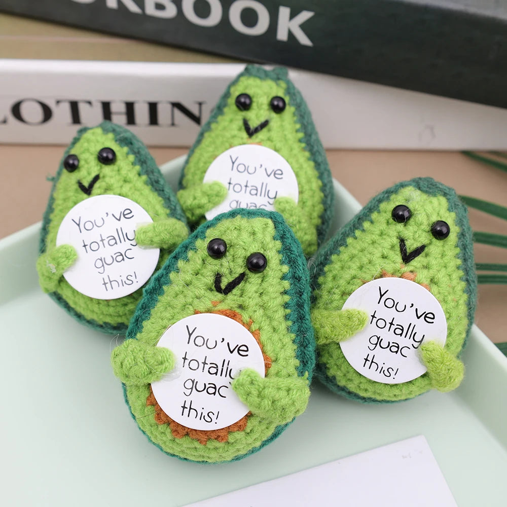 Handmade Knitted Avocado Mini Handmade Plush Avocado with Card Creative Inspirational Crochet Dolls Room Decor Birthday Gifts