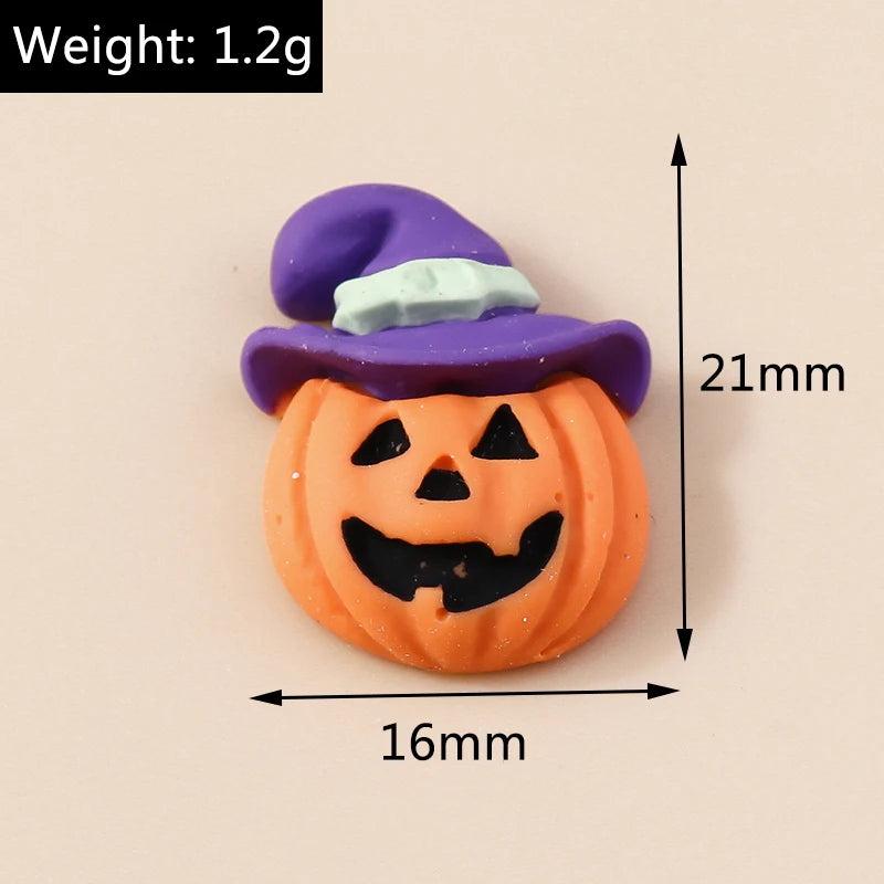 10pcs Mixed Halloween Charms Cute Resin Whitch Hat Cat Pumpkin Moon Ghost Charms Pendants for DIY Jewelry Making Accessories