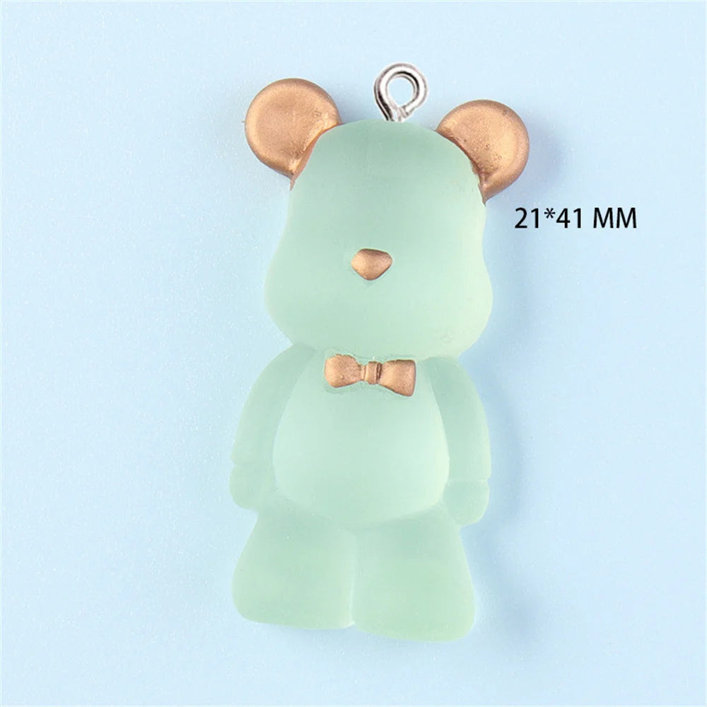 10Pcs Big Transparent 3D Bear Resin Charms