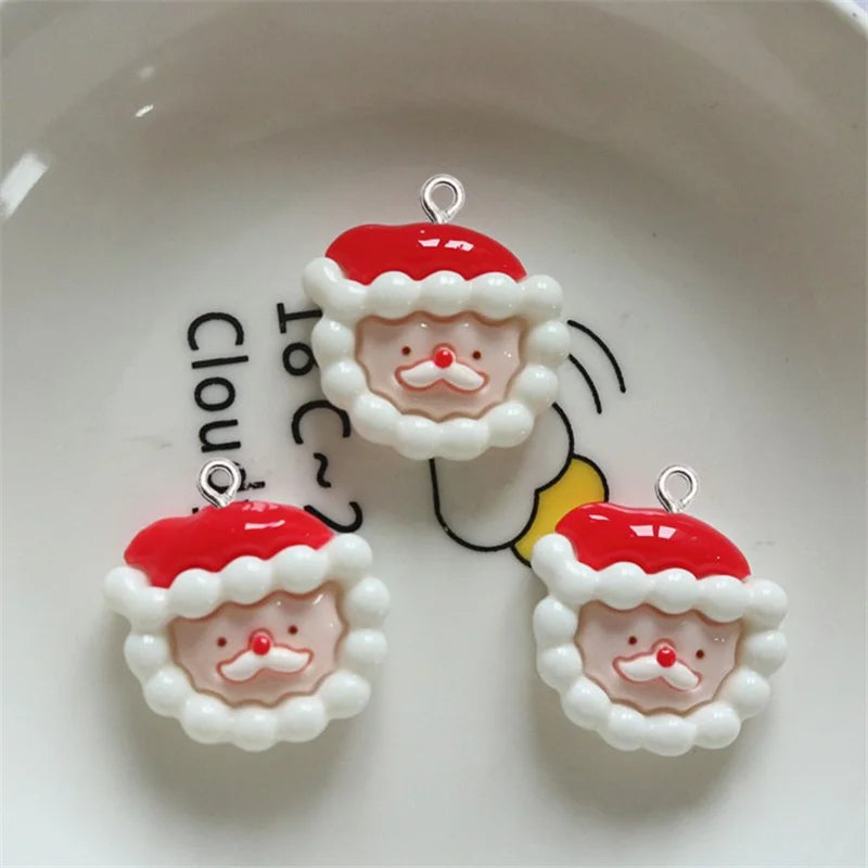 10Pcs Christmas Bear Rabbit Snowman Resin Charms