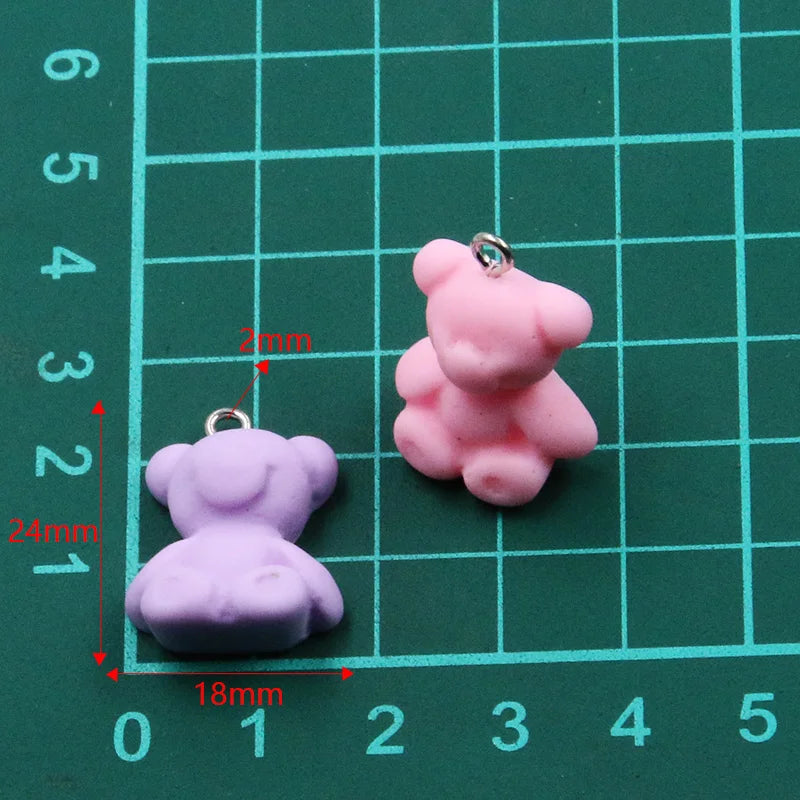 10Pcs 18X24MM Cute 6 Color Bear Resin Earring Charms