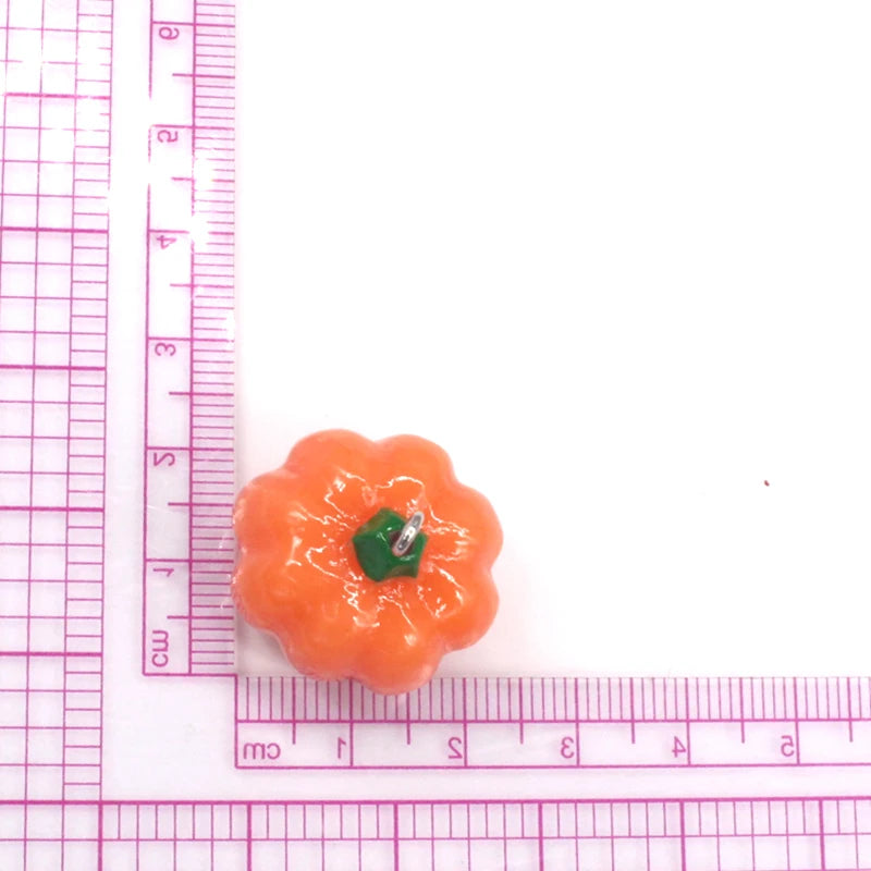 10pcs/pack Cute 3D Mini Pumpkin Resin Charms Funny Halloween Cushaw Food Pendant For Earring Keychain Diy Jewelry Making D275