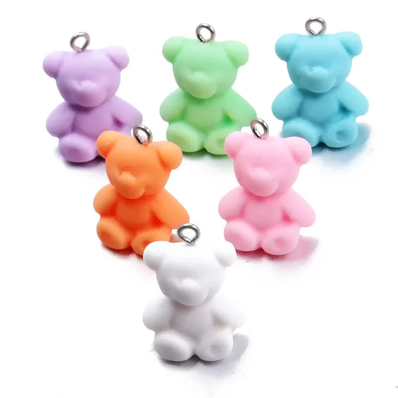 10Pcs 18X24MM Cute 6 Color Bear Resin Earring Charms