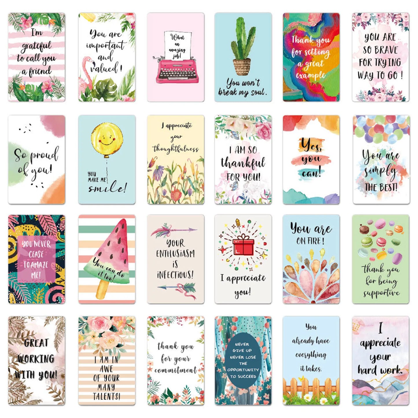 72pcs Unique Motivational Cards Thankful Mini Quote Cards Suitable for Family Friends DIN889