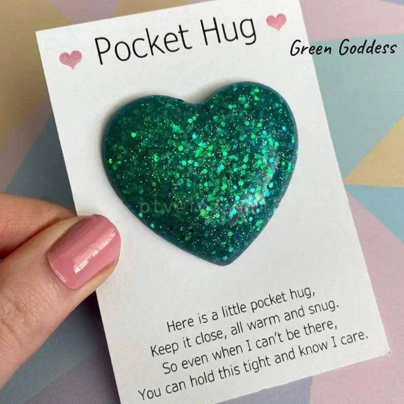 Pocket Hug Heart with Greeting Cards, Mini Heart Pocket Hug Decoration, Carry Heartwarming Message to Hug Whoever