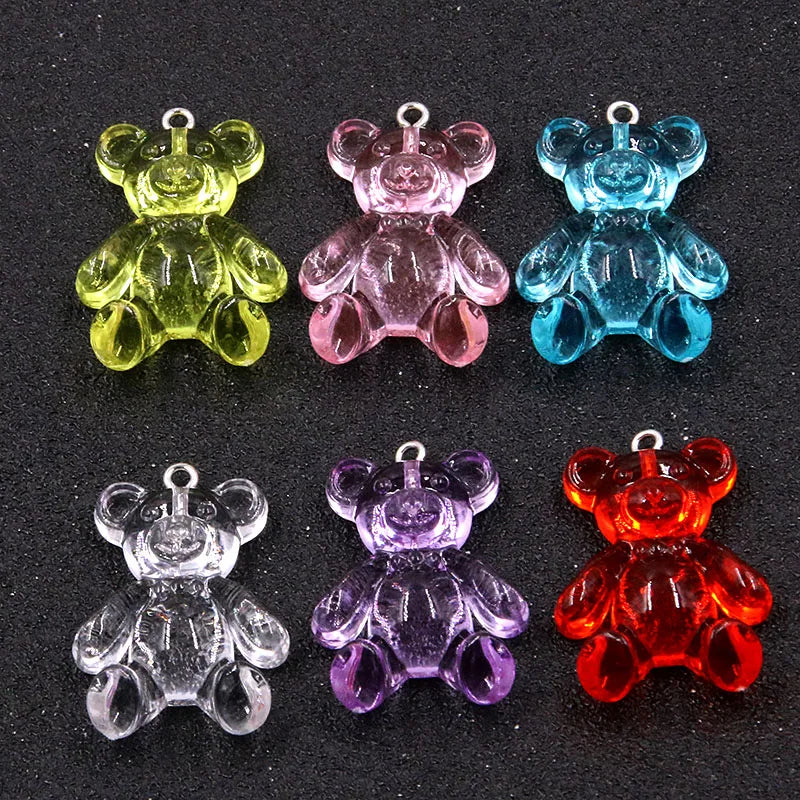 10Pcs 6 Colors 24*36mm Cute Bear Charms Resin