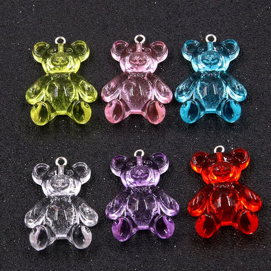 10Pcs 6 Colors 24*36mm Cute Bear Charms Resin