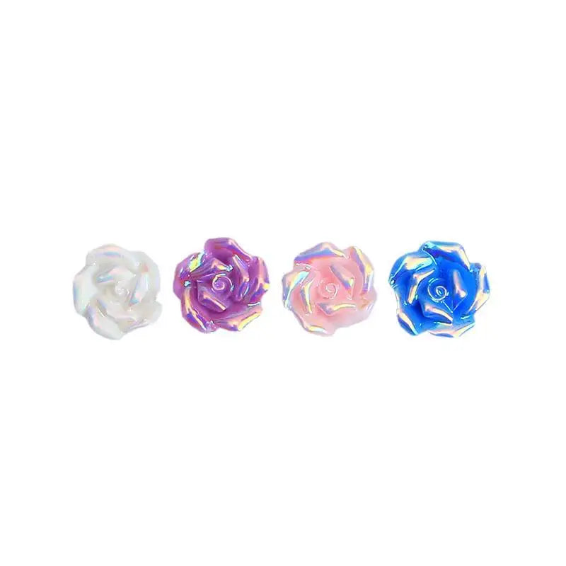 10Pcs Glitter Powder Hearts Flatback Resin Cabochons