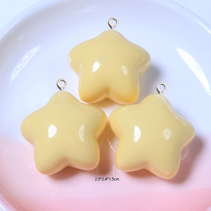 10Pcs Colorful Star Love Heart Resin Pendant