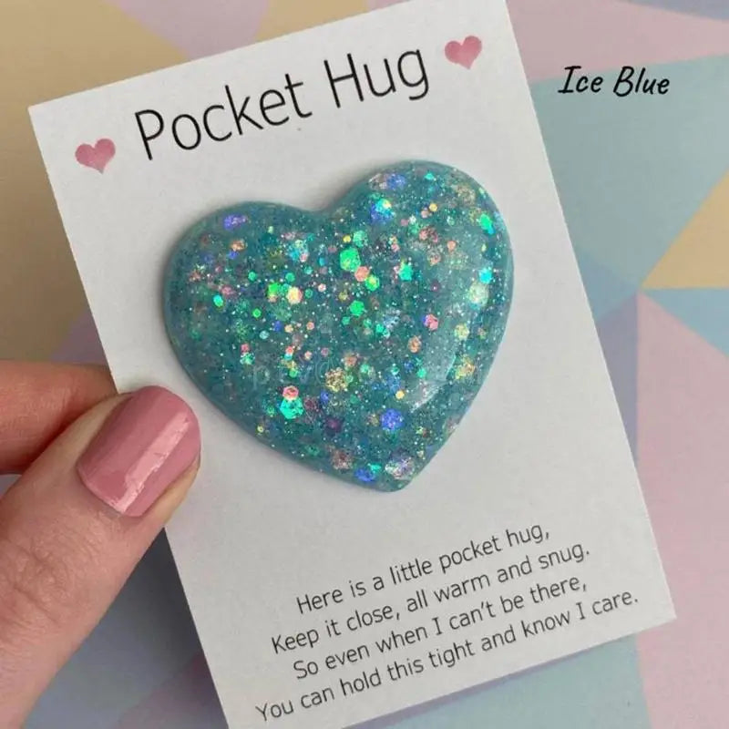 Pocket Hug Heart with Greeting Cards, Mini Heart Pocket Hug Decoration, Carry Heartwarming Message to Hug Whoever