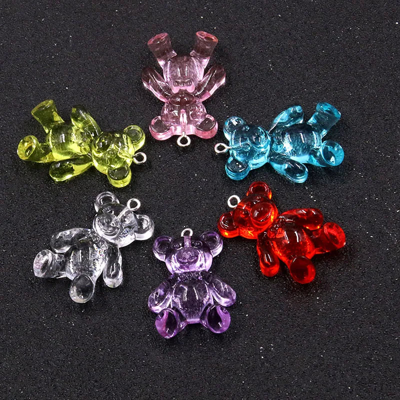 10Pcs 6 Colors 24*36mm Cute Bear Charms Resin