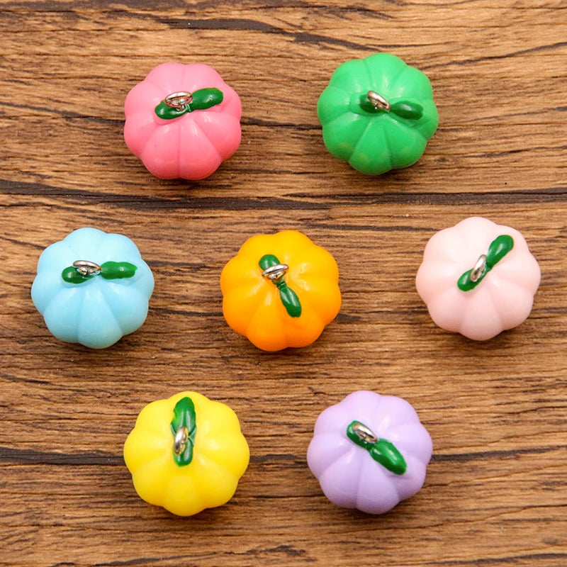 10Pcs 17X17MM Cute 7 Color Halloween Pumpkin Charms