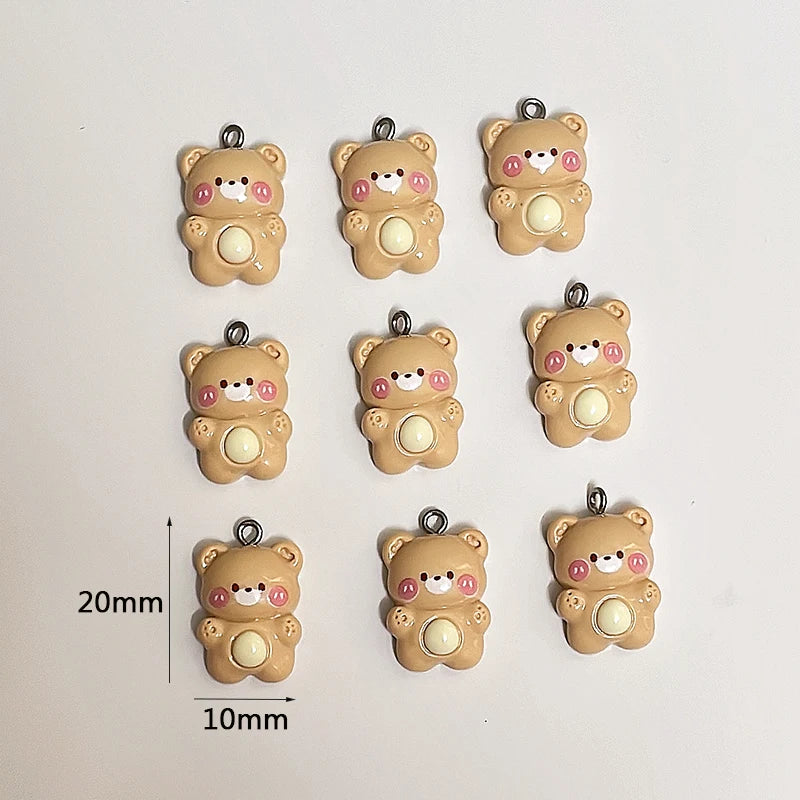 10Pcs Cute Cartoon Bear Charms