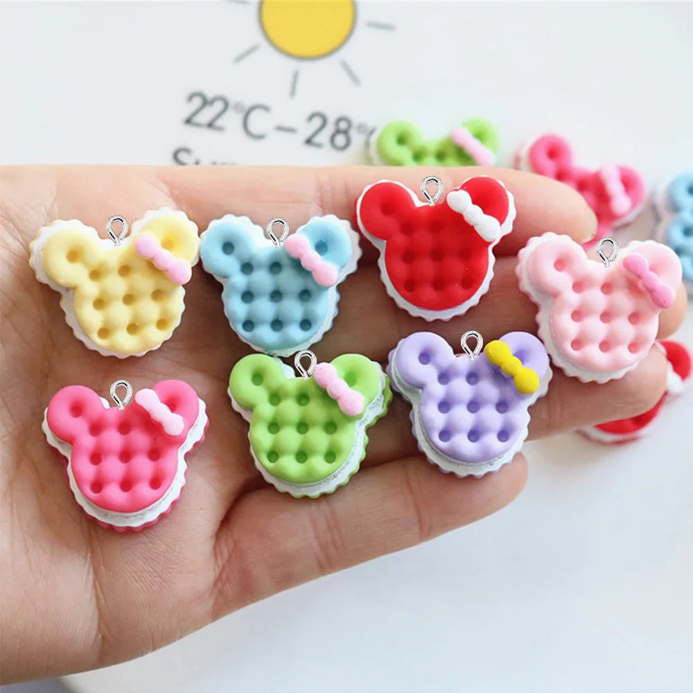 10PCS Bear Head Cookies Series Flatback Charms