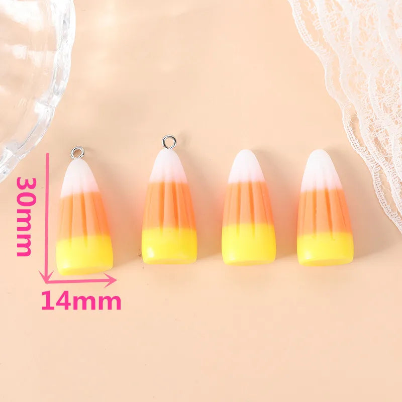 10Pcs Halloween Candy Corn Charms Creative Resin Pendant For Keychain Necklace  Jewelry Diy Making