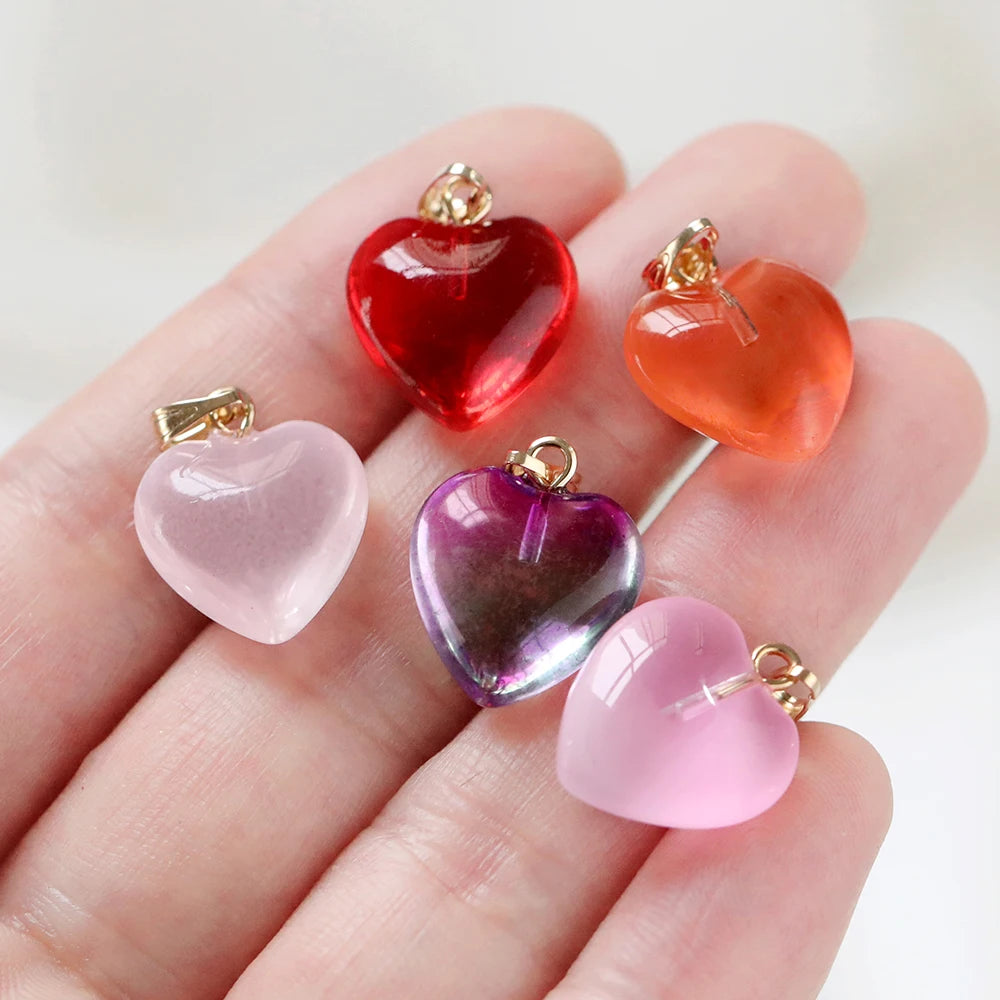 10Pcs/Lot Czech Lampwork Crystal Glass Heart Beads Charms pendant DIY Handmade Jewelry Making Necklaces Earrings Accessories